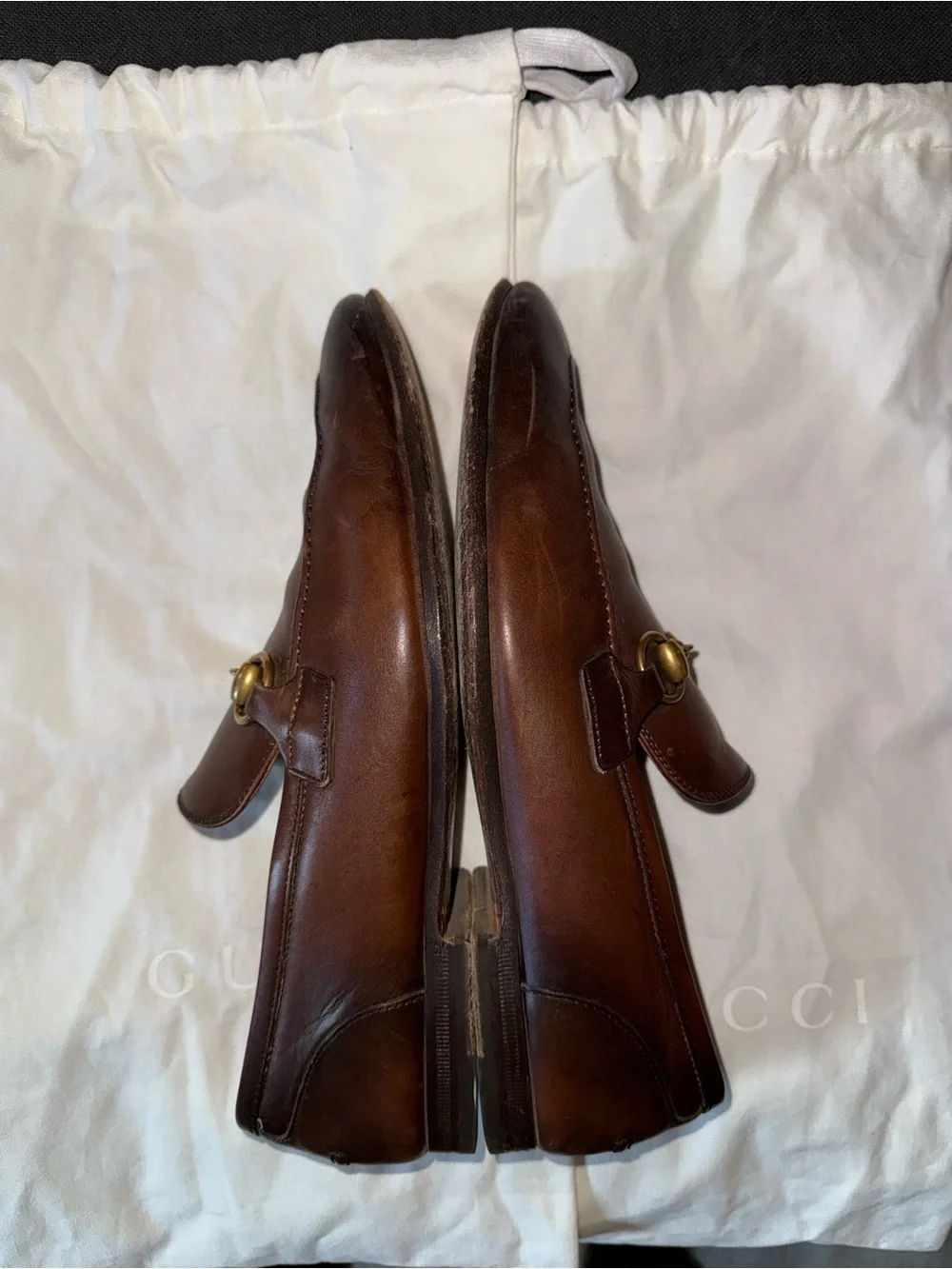 Gucci Brown Leather Horsebit Slip-On Loafers